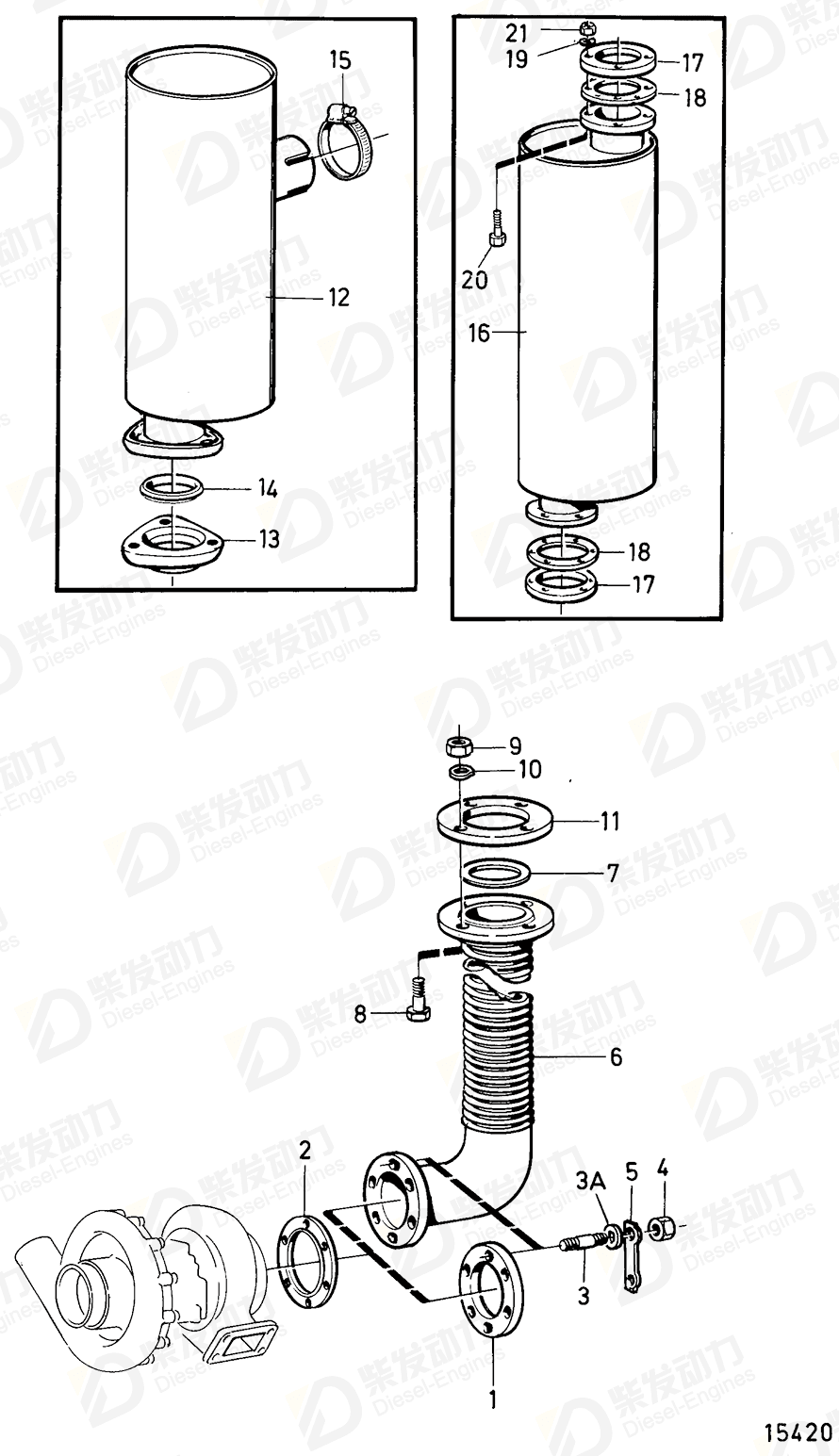VOLVO Exhaust hose 3826557 Drawing